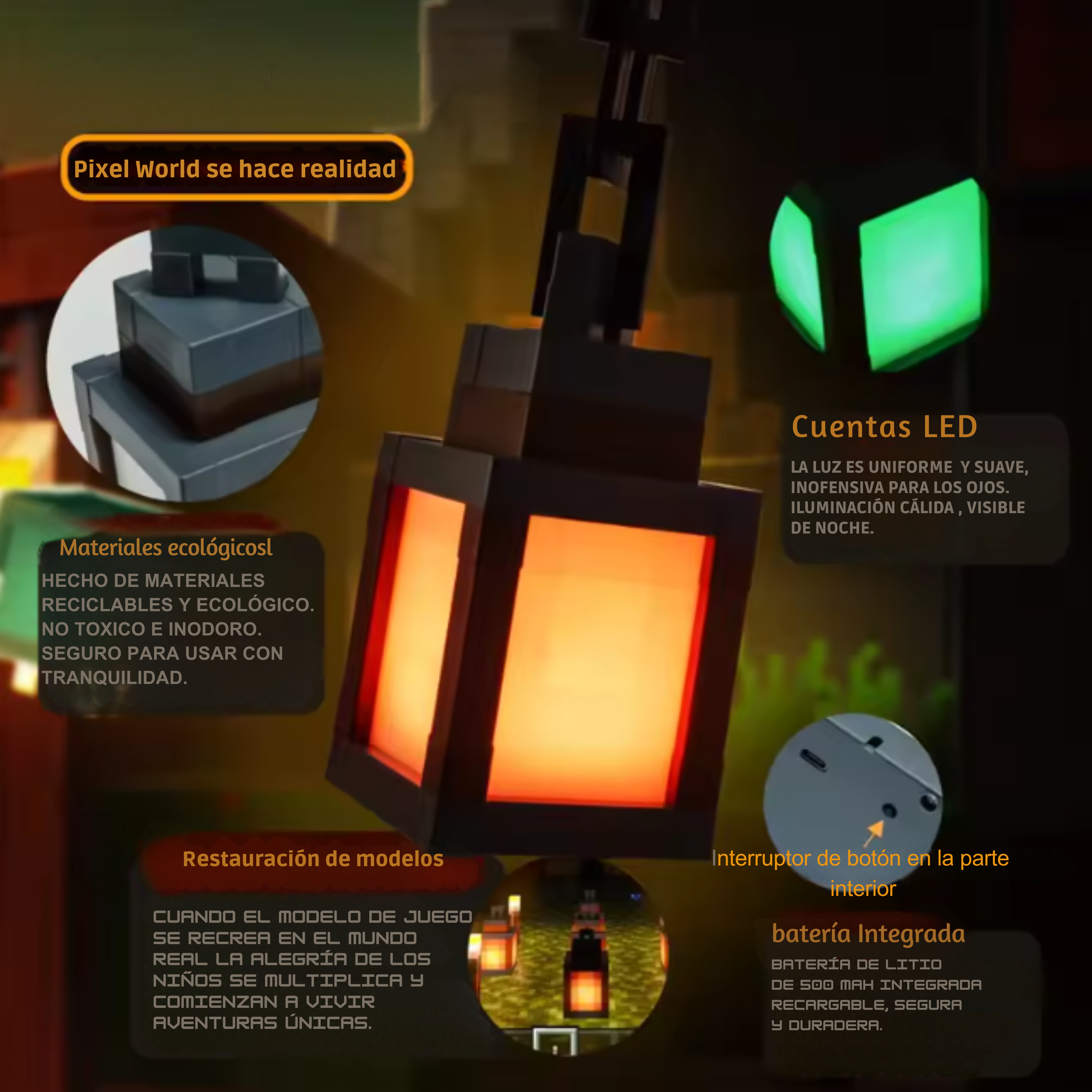 Linterna de luz nocturna LED estilo MC